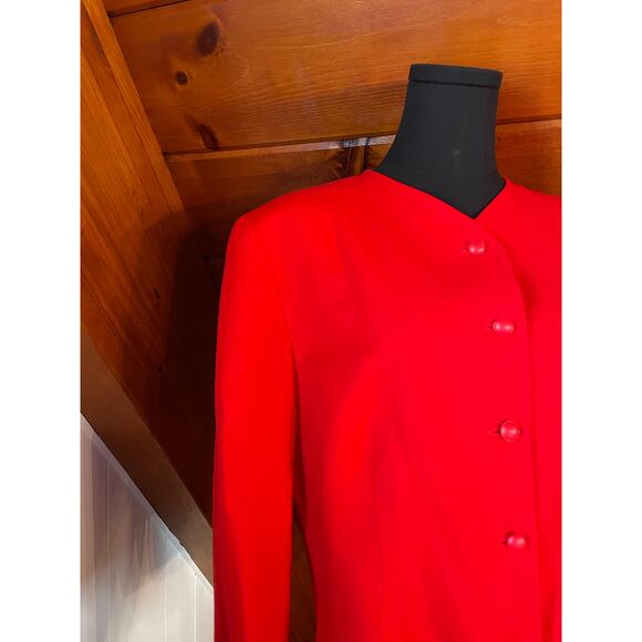 Vintage Pendleton Virgin Wool Bright Red Crop Blazer sz 14 - Picture 8 of 9